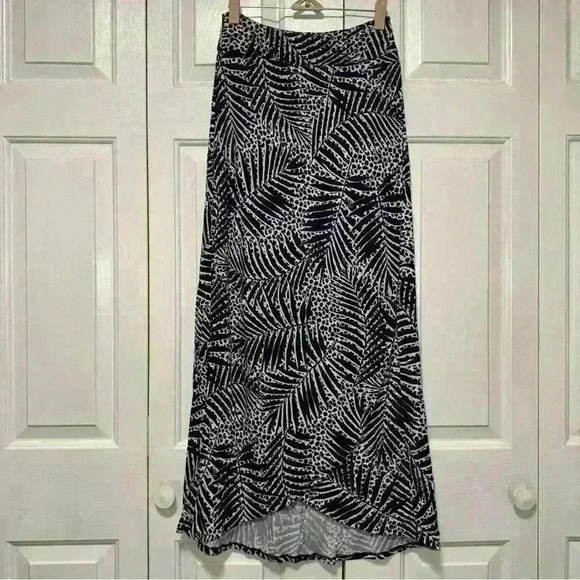 Cynthia Rowley Blue & White Fern Jersey Pull-On Faux Wrap Midi Skirt Sz. XS - Picture 4 of 4